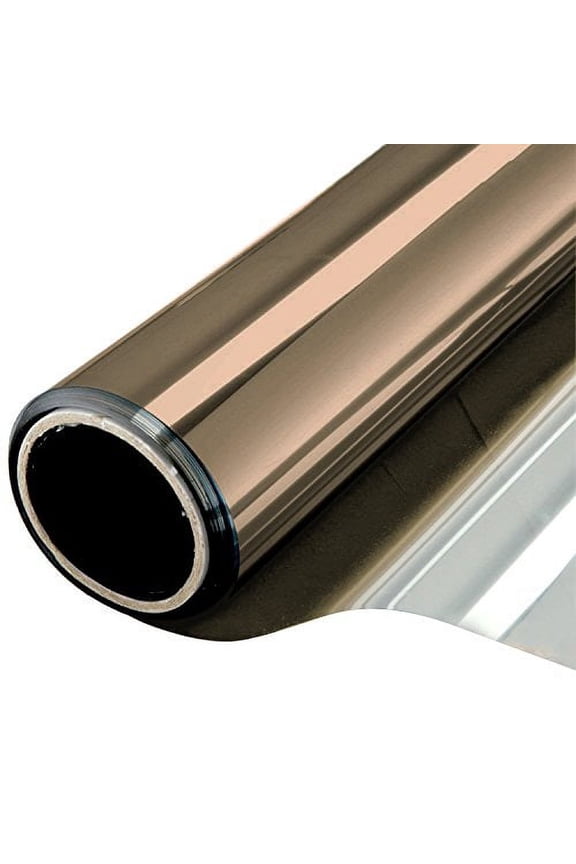 One Way Mirror Window Film Daytime Privacy Heat Control Film Solar Film Non-Adhesive Window Tint for Home and Office Brown & Silver 6 Mil 35.4 Inch x 13.1 Feet