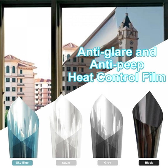 One Way Mirror Window Film Daytime Privacy, Sun Blocking Heat Control Anti UV Reflective Film Static Cling Window Tint for Home Office Living Room, 19.6 Inch X 39.3 Inch