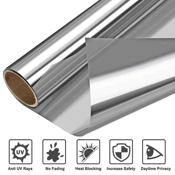 One Way Mirror Window Film Silver 19"W Heat UV Reflective Window Tint Foil For Home Office 1 Roll 3937inch100M