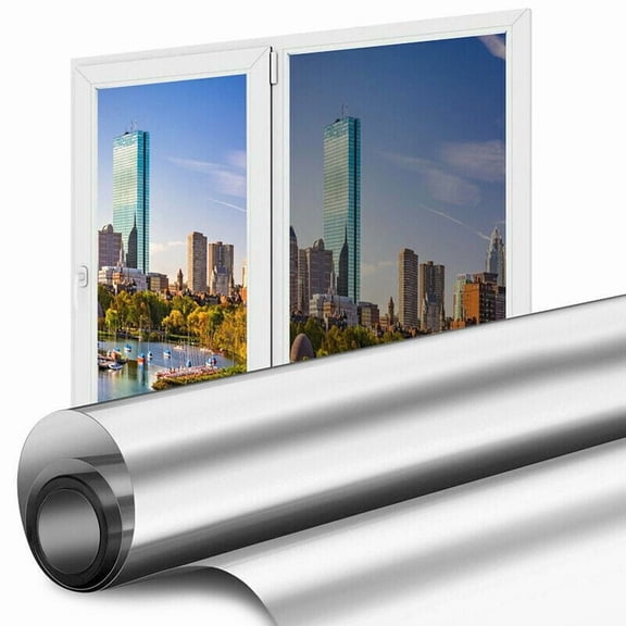 One Way Mirror Window Film, Static Cling Privacy Window Tint with Heat & UV Blocking, 90% UV Rejection for Home and Office, No Glue No Residue