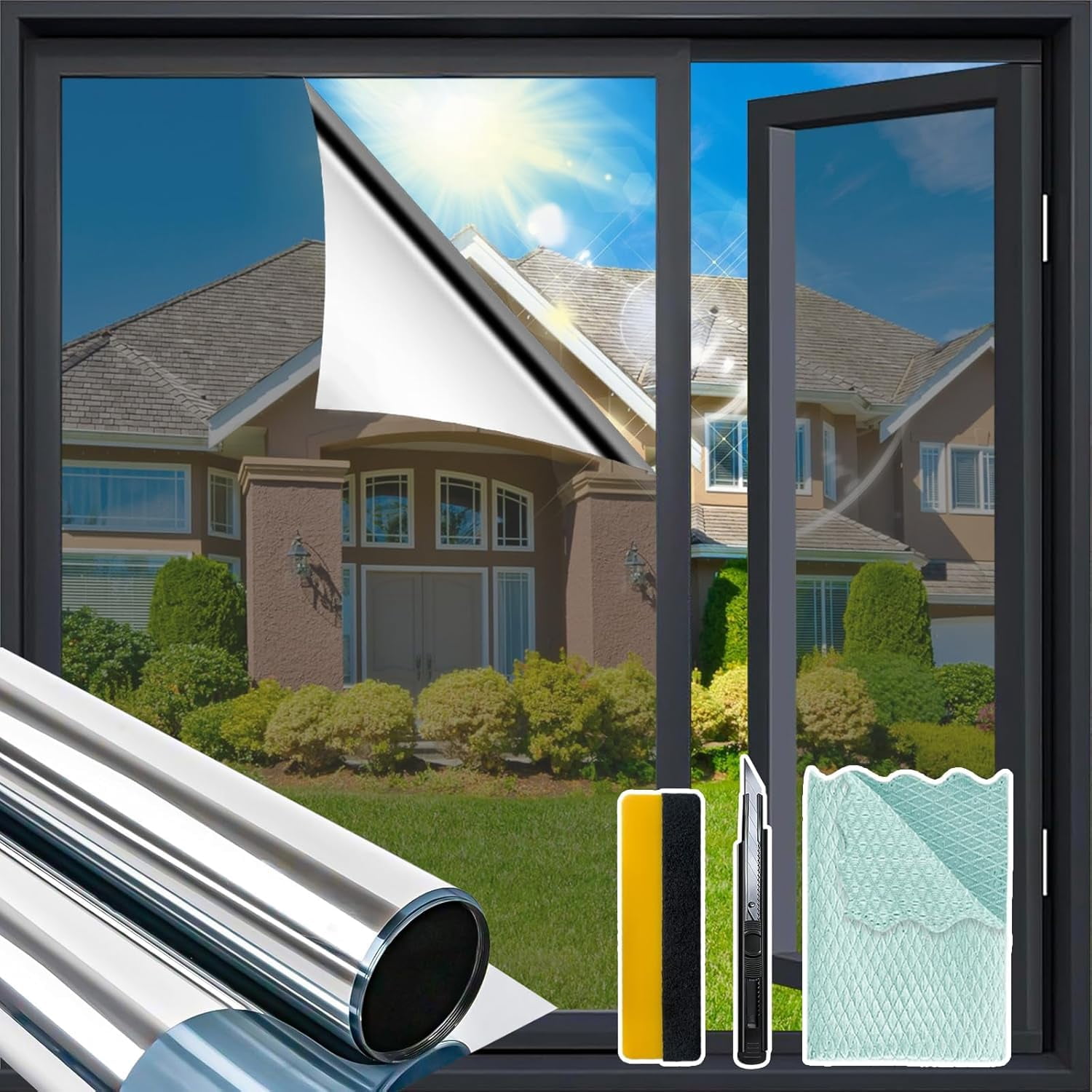 Privacy Window Film One Way View 17.5 x 78.7 Inches, Anti UV Reflective ...