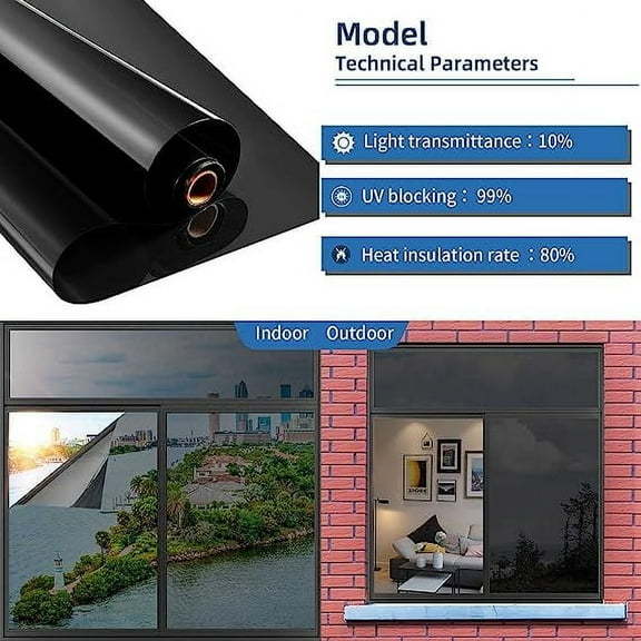 One Way Privacy Window Film, Daytime Reflective Heat Control Anti UV Door Sticker,Window Tint for Home Office Living Room, 17.5 x 78.7 Inches - Style 15
