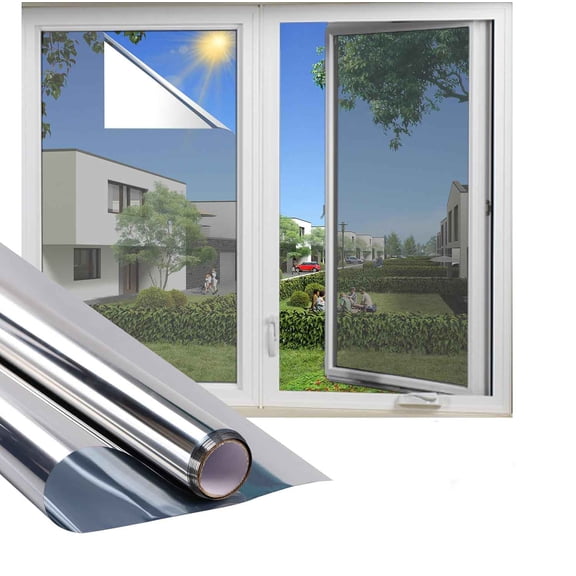 One Way Privacy Window Film, Removable Window Tint, Daytime Reflective Static Cling, See Out Not in, Heat & Sun Blocking Anti UV, Silver