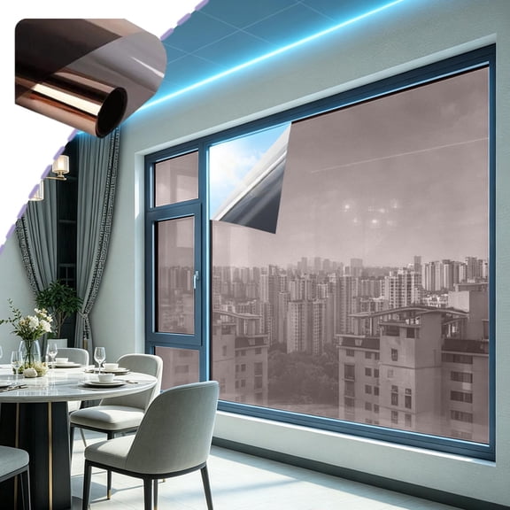 One Way Reflective Window Film, Thermal Insulation Daytime Privacy Window Tint, Easy Install No Trace Glass Cling for Kitchen Office Living Room Balcony Indoor Glass Surfaces