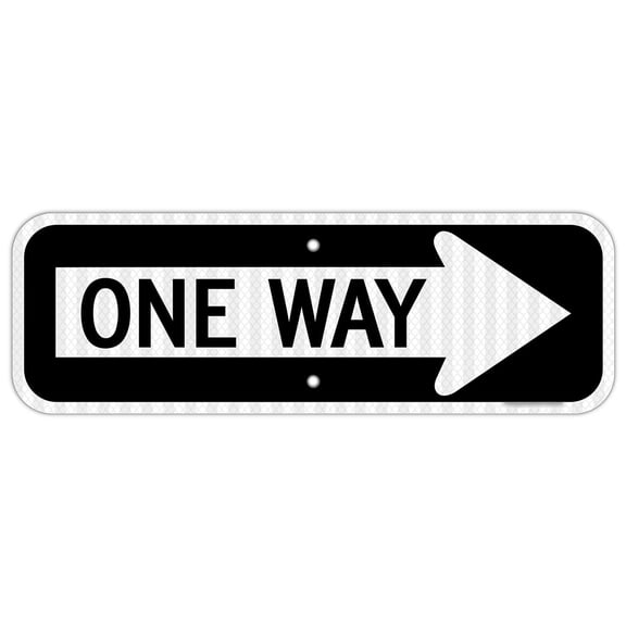 One Way Right Arrow Sign, 18x6 Inches Engineer Grade Reflective Aluminum, Free, Weather Resistant, UV Protected, Easy to Mount, Indoor Outdoor Use for Parking Lots, Roadways, Warehouses