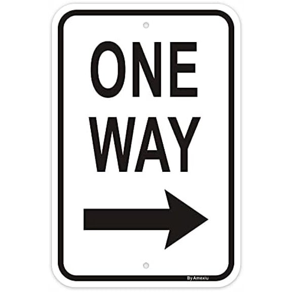 One Way Right Arrow Signs, Enter Only Arrow Slow Road Sign Engineer Grade Rust Free Aluminum, Weather/Fade Resistant, UV Protected, Easy to Mount, Indoor/Outdoor Use 8 X 12 Inch