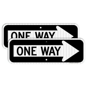 One Way Sign with Right Arrow, 18x6 Inches Engineer Grade Reflective Rust Free Aluminum