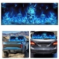 thumbnail image 1 of One Way Vision for Truck Suv Pickup Blue Flaming Skull 3D Rear Windshield Decal Sticker Decor Rear Window Glass Poster, 1 of 8