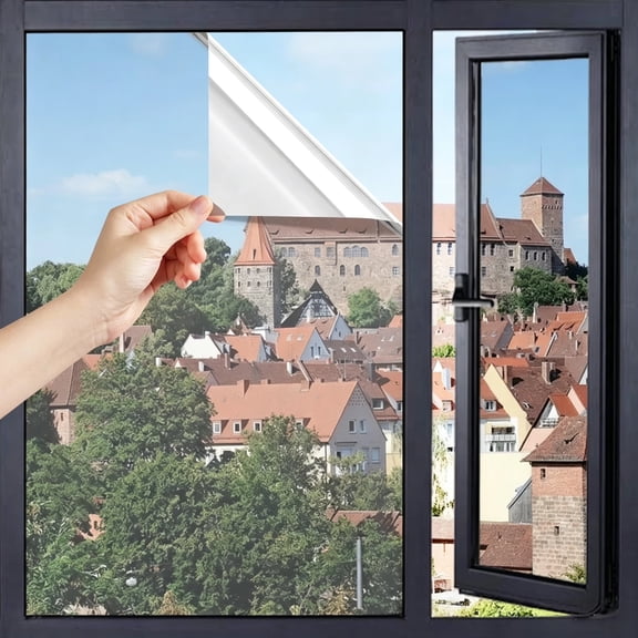 One Way Window Film Daytime Privacy Heat Control Reflective Mirror Window Tint, Sun Blocking Vinyl Window Film for Home 