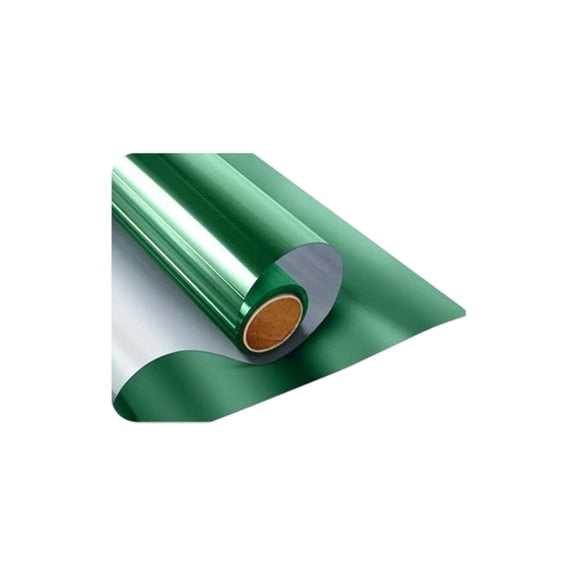 One Way Window Film, Heat Control Glass Tint, Reflective Privacy Cling, Sun Blocking Sliding Door Cover, Removable Static Film For Home Bedroom Living Room, 15.75x157.48in Green Silver