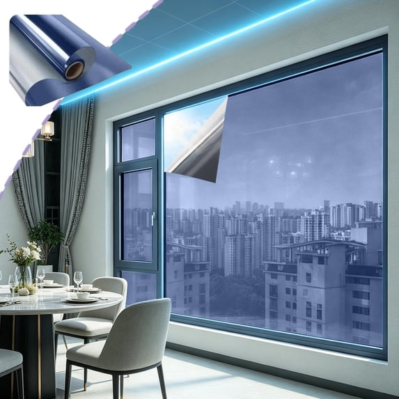 One Way Window Film, Heat Control Reflective Tint, Sun Blocking Static Cling, Sliding Door Home Privacy, Non Adhesive Glass Cover Film