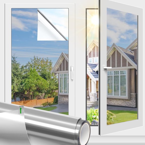 One Way Window Film Heat Control Uv Blocking Static Cling Tint For Home Reflective Mirror Glcoverings Bedroom Office Sliding Door See Out Not In 23.6inch X 13feet