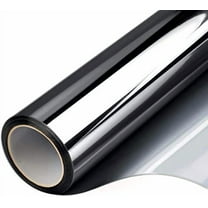 One Way Window Film Non-Adhesive Static Cling Daytime Privacy Film Sun Blocking Heat Control Mirror Window Tinting Film for Home Office,Black Silver,17. 5 Inch X 6. 5 Feet