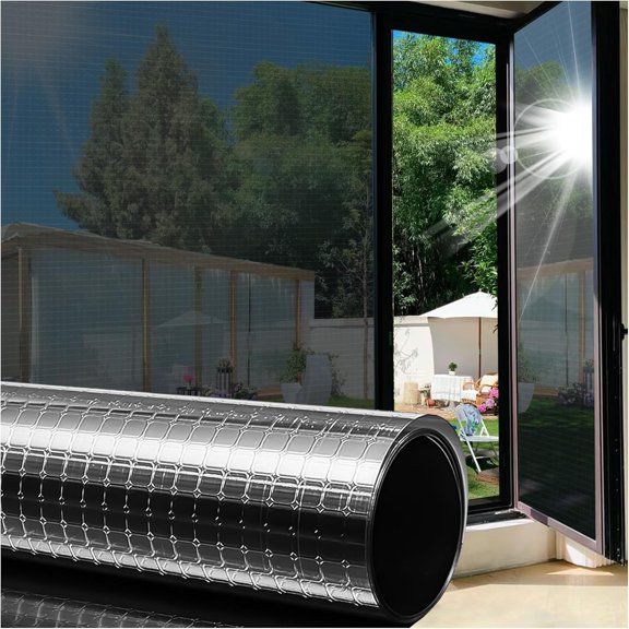 One Way Window Film, Reflective Home Glass Mirror Tint See Out Not in, Heat Control Anti-UV Self-Adhesive Static Cling for Office Front Door Daytime Privacy Covering