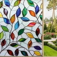 thumbnail image 1 of One Way Window Privacy Film Frosted Glass Window Tint Sun Blocking&Heat Control Non-Adhesive Mirror Static Cling Glare Reduction Anti-UV Removable for Home Office Stained Leaves (8), 1 of 4