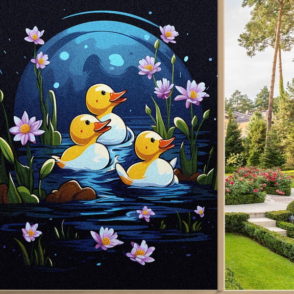 One Way Window Privacy Film Frosted Glass Window Tint Sun Blocking&Heat Control Non-Adhesive Mirror Static Cling Glare Reduction Anti-UV Removable for Home Office Duck 35 (1)