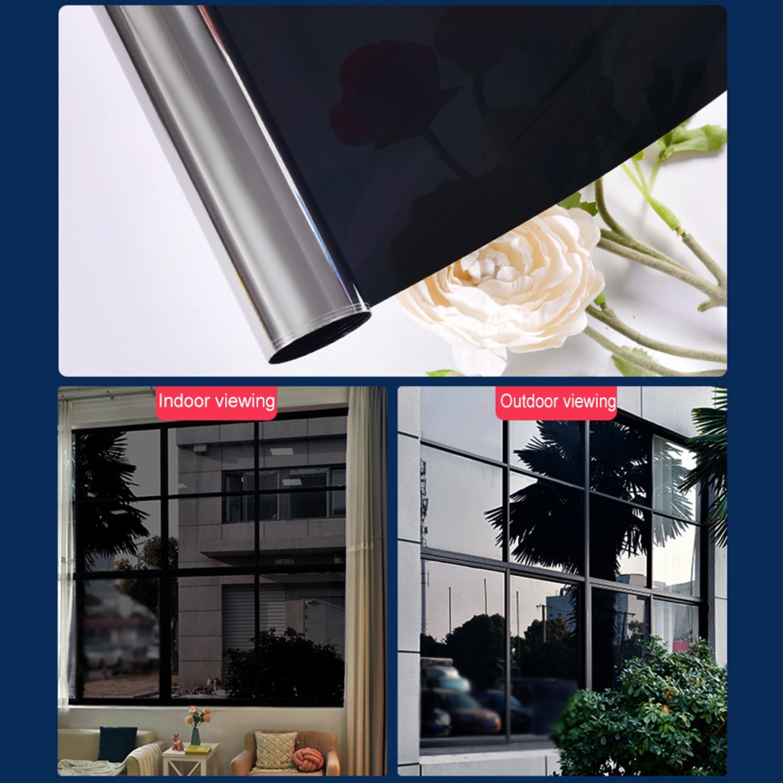 One Way Window Privacy Film Sun Blocking Anti UV Reflective Glass Film ...