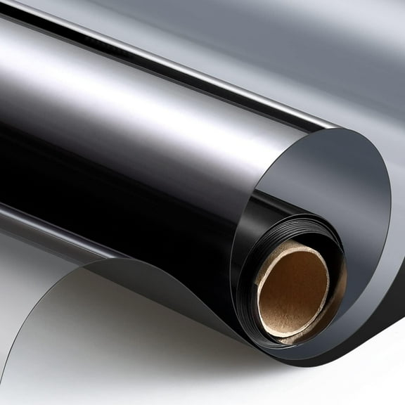 One Way Window Privacy Film, Sun Blocking Anti UV Reflective Static Cling, Window Tint for Home and Office, No Glue Garage Solar Paper, Black Silver, 35.43"x78.7"