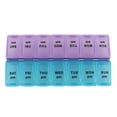 thumbnail image 1 of One Week Pill Organizer | Double-Row Portable Medicine Box | 7-Day Sealed Storage Container | Travel-Friendly Weekly Medication Organizer | Blue or Purple, 1 of 3