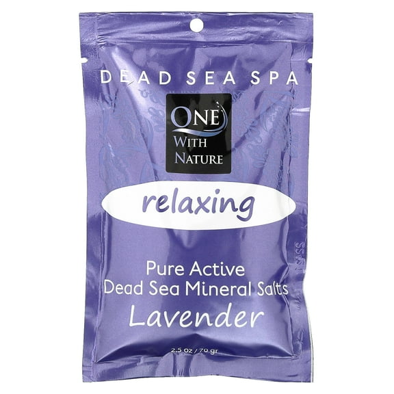 One With Nature - 100% Pure Active Dead Sea Minerals Salts Relaxing Lavender - 25 oz