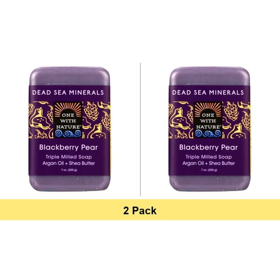 One With Nature Dead Sea Minerals Bar Soap Blackberry Pear 7 oz - 2 Pack