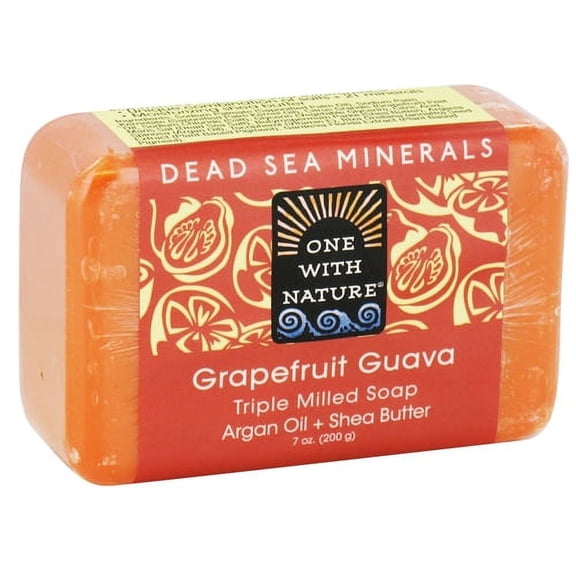 One With Nature Dead Sea Minerals Triple Milled Bar Soap, Grapefruit Guava - 7 Oz, 6 Pack