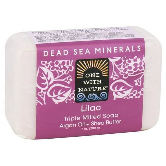 One With Nature Dead Sea Minerals Triple Milled Bar Soap, Lilac - 7 Oz