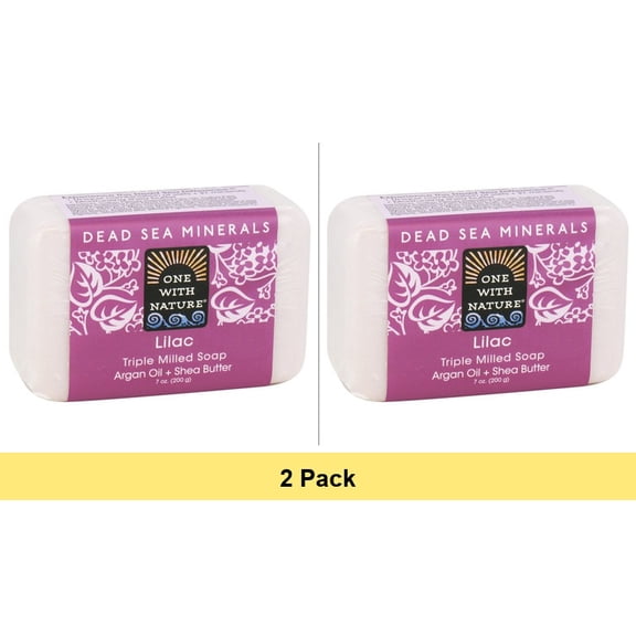 One With Nature Dead Sea Minerals Triple Milled Bar Soap - Lilac 7 oz - 2 Pack