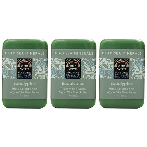 One With Nature Eucalyptus Soap (Pack of 3) With Dead Sea Minerals, Argan Oil, Shea and Eucalyptus Essential Oil, 7 oz. Each