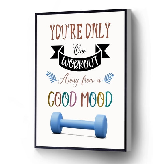 One Workout From A Good Mood Canvas  Inspirational Quotes Poster Home Gym Wall Art For Living Room Bedroom Office School Artwork Wall Decor poster
