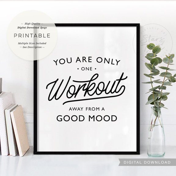 One Workout From A Good Mood Quote Unframed Paper Print