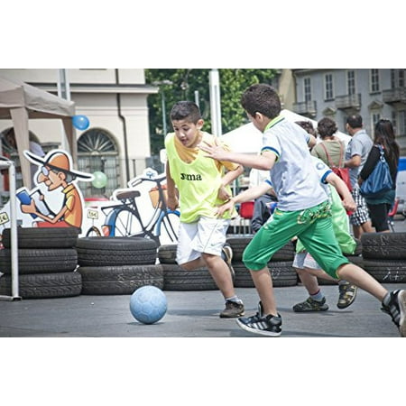 One World Play Project Soccer Ball - Unpoppable, Unbreakable, Non-Deflating, Non-Toxic Futbol - Blue, Size 4