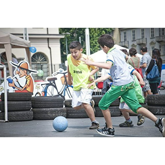 One World Play Project Soccer Ball - Unpoppable, Unbreakable, Non-Deflating, Non-Toxic Futbol - Blue, Size 4