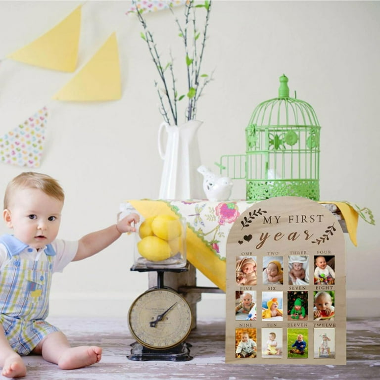 One Year Birthday Wooden Photo Board My First Year Photo Board 12 Monthly Picture Frame Baby First Year Wood Acrylic Sign 1st Birthday Decorations Baby Keepsake Gift Walmart