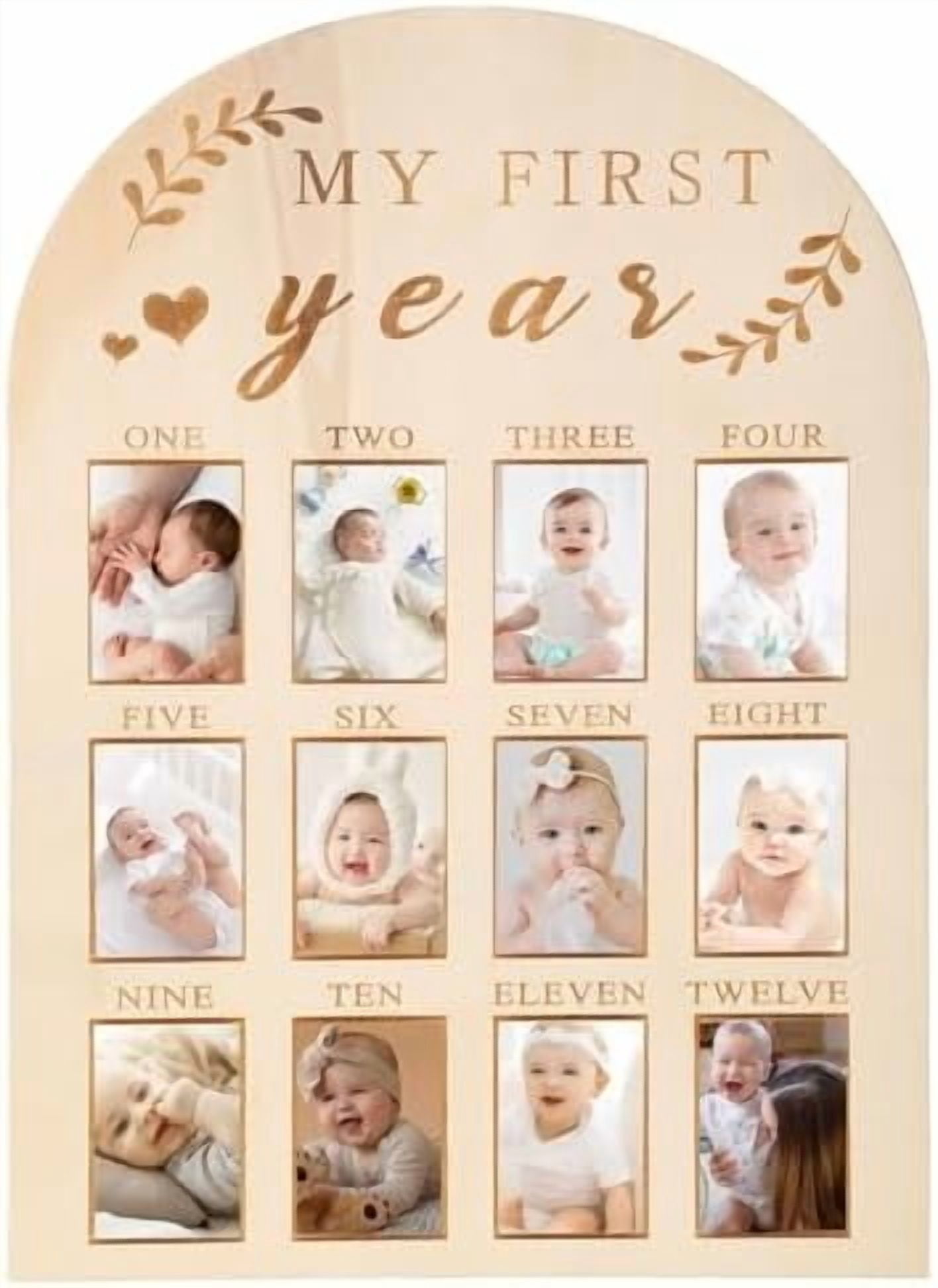 One Year Birthday Wooden Photo Board,My First Year Milestones Photo ...