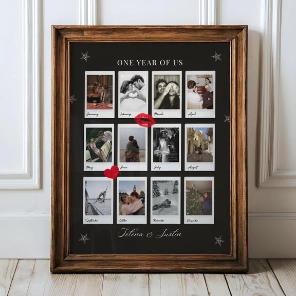 One Year Of Us Photo Collage Editable Canva 1st Anniversary Template Couples