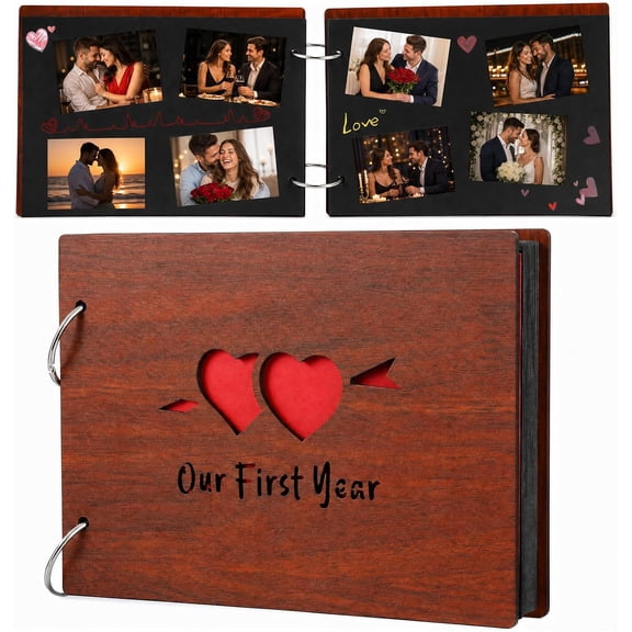 One Year Scrap Books Album, Wedding Anniversary Journal Notebook, 1 Year Wedding Gifts for Boyfriend, Girlfriend, Handmade DIY Memory Notebook for Couples