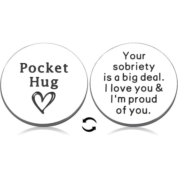 One Year Sobriety Gifts, Stocking Stuffers for Teen 16-18, Aa Gift, Pocket Hug Token for Kids, Cool Sober Coin Gifts for Men, Valentines Gift for Daughter Son