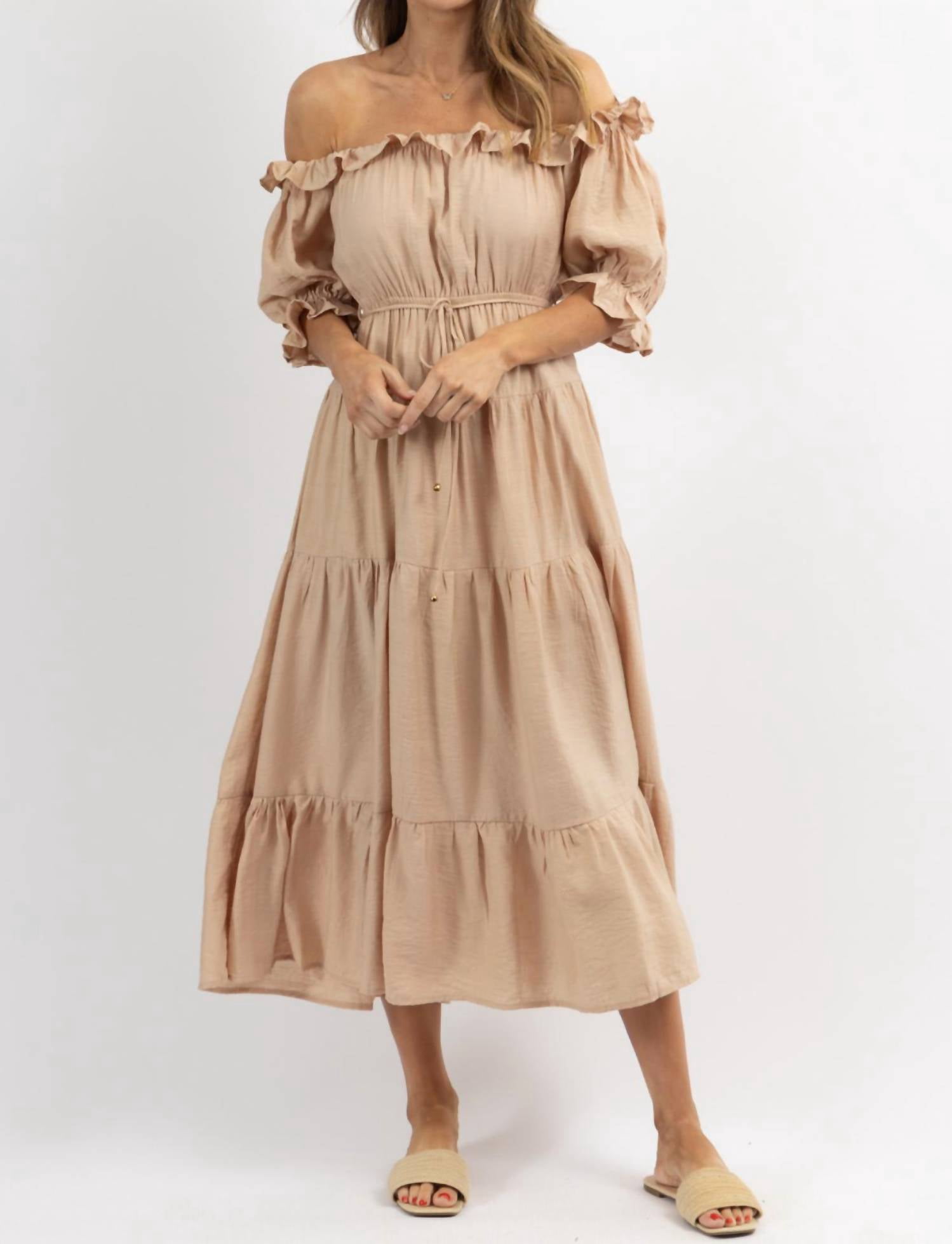 One and Only Collective Off Shoulder Ruffle And Tie Waist Dress ...