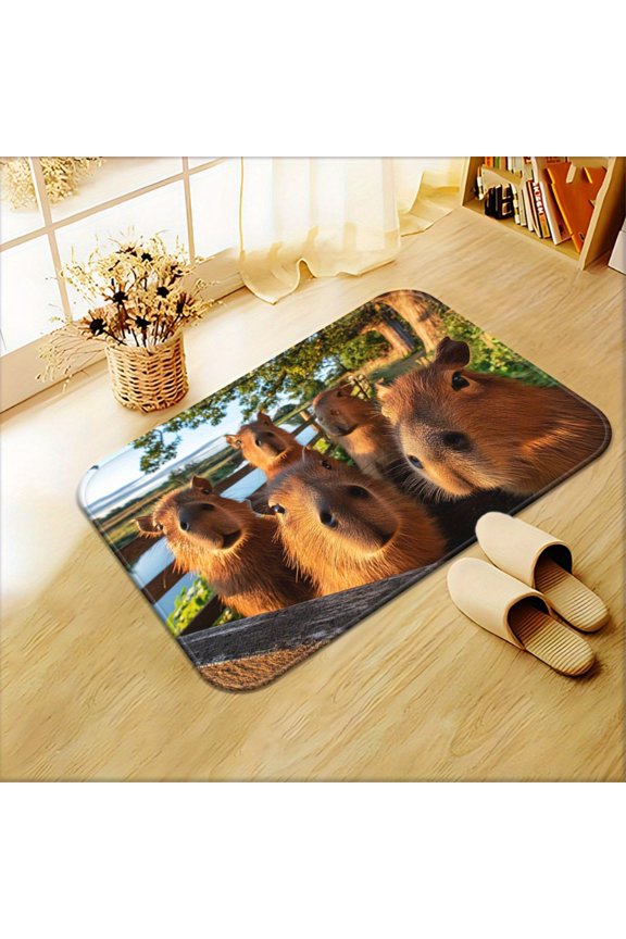 One brown animal print rug, high-definition printed pattern, non-slip bathroom mat, and microfiber absorbent polyester rug. Perfect for bathrooms, living rooms, sofa areas, entryways, and more.