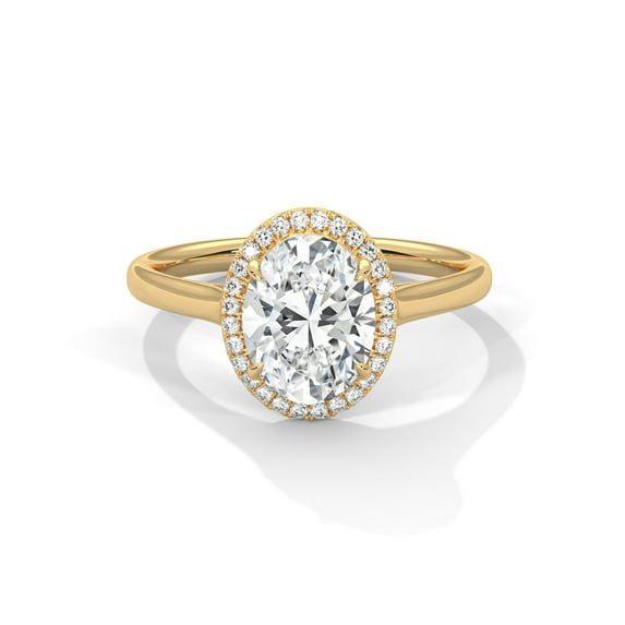 One carat 2.14 Carat - Oval Cut - Moissanite Ring - Solitaire Engagement Ring in 18K Yellow Gold Plating over Silver Size 6