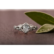 One carat 2 Carat - Pear Cut - Moissanite Ring - Solitaire Engagement Ring in 18K White Gold Plating over Silver Size 6