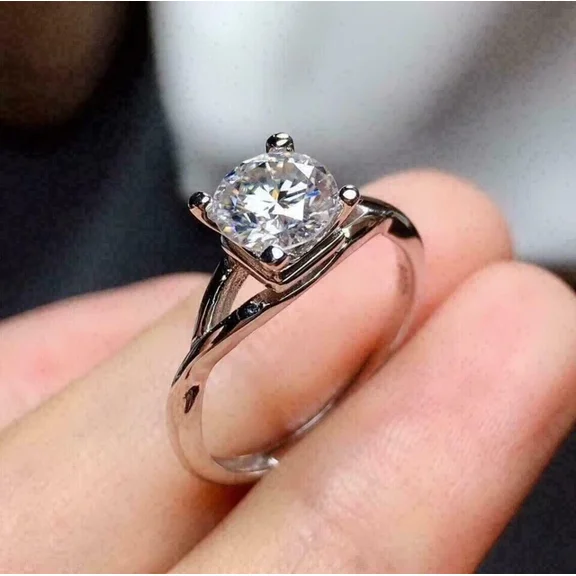 One carat 2 Carat - Princess Cut - Moissanite Ring - Solitaire Engagement Ring in 18K Yellow Gold Plating over Silver Size 9