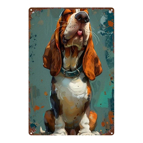 One cartoon dog design, husky wall decoration, creative home décor for pet shops, suitable for homes, bars, garages, clubs, restaurants and cafes, vintage hanging artwork, flat printed square sign.