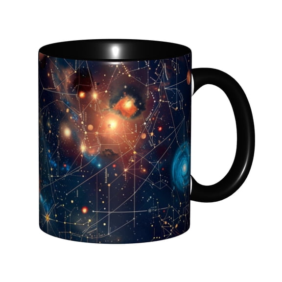 One ceramic coffee mug with a star map and galaxy design - 11 oz (300 ml) ceramic mug, suitable for coffee, tea, and hot drinks - hand wash only, birthday and holiday gift, or office use.