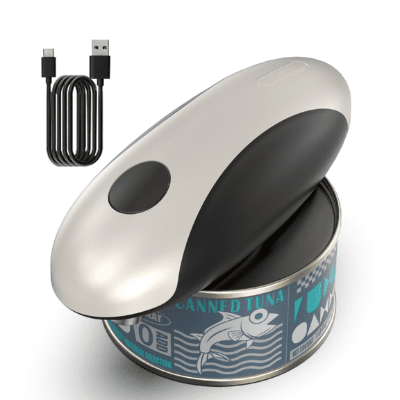 One click automatic electric can opener, USB-C rechargeable hands-free desktop electric can opener for the elderly, arthritis, and those with weak hands