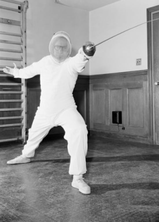 One fencer fighting Canvas Art - (18 x 24)