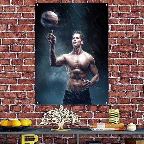 One finger spin basketball - Motivational Quotes Gym Posters - Classroom Office Wall Art Banner Canvas Painting - Inspiring Teens Fitness Learning Work Decor Flag 38" x 57"