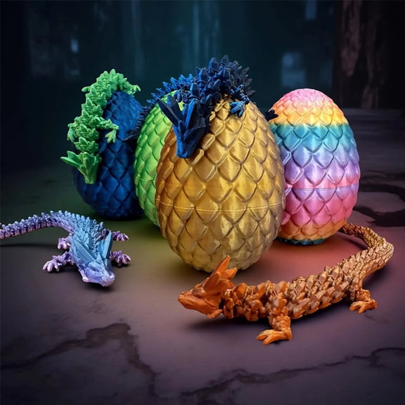 One for Fun Giant 3D Printed Dragon Egg with Articulated Dragon Figure