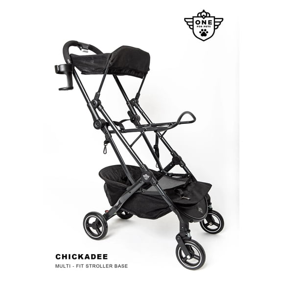 One for Pets 4-Wheeled Multi-Fit Dog & Cat Stroller with Detachable Carrier, Black